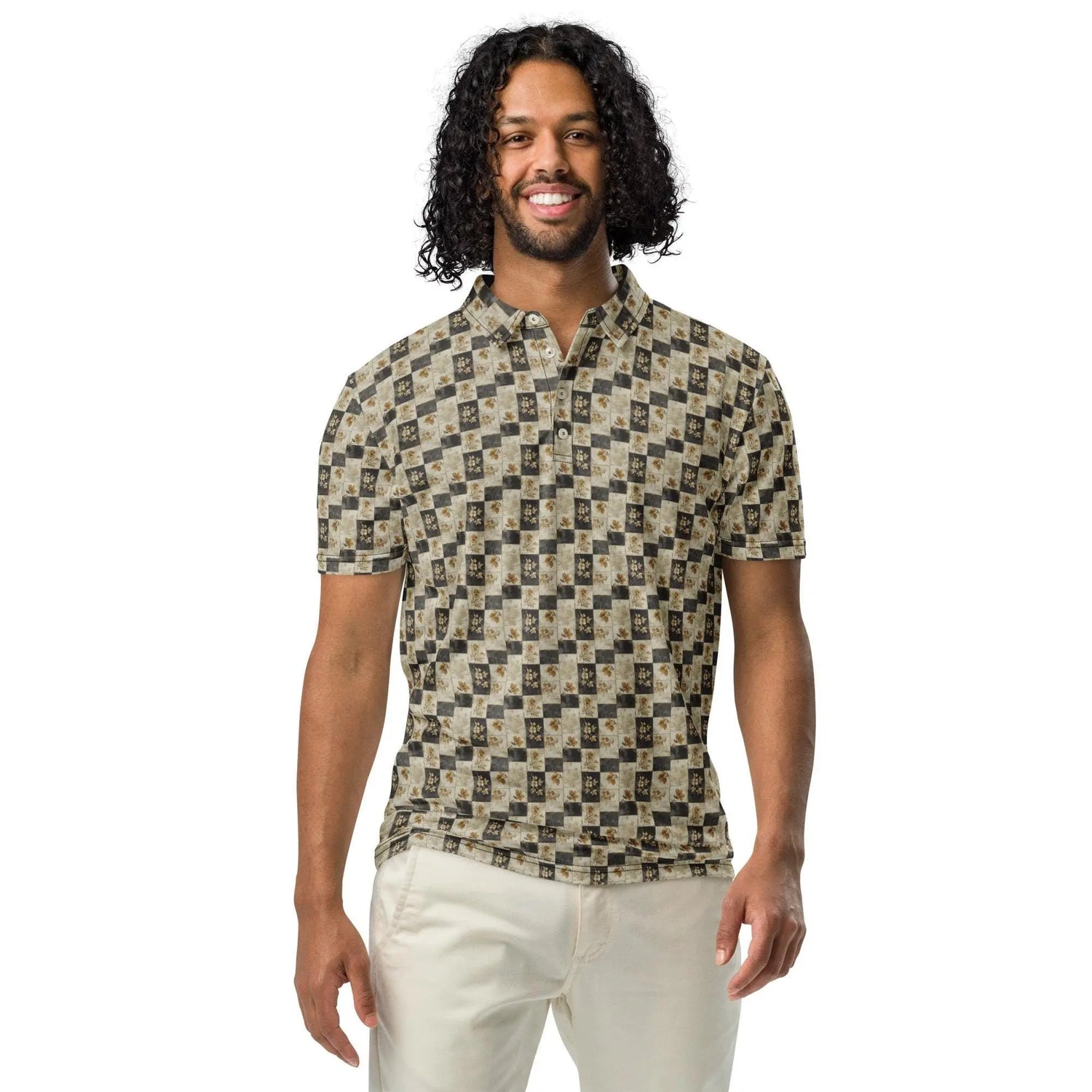 Men’s slim fit polo gothic soft style classy casual dinner minimilist basic pattern fashionista male designer shirt The Aurora Touch