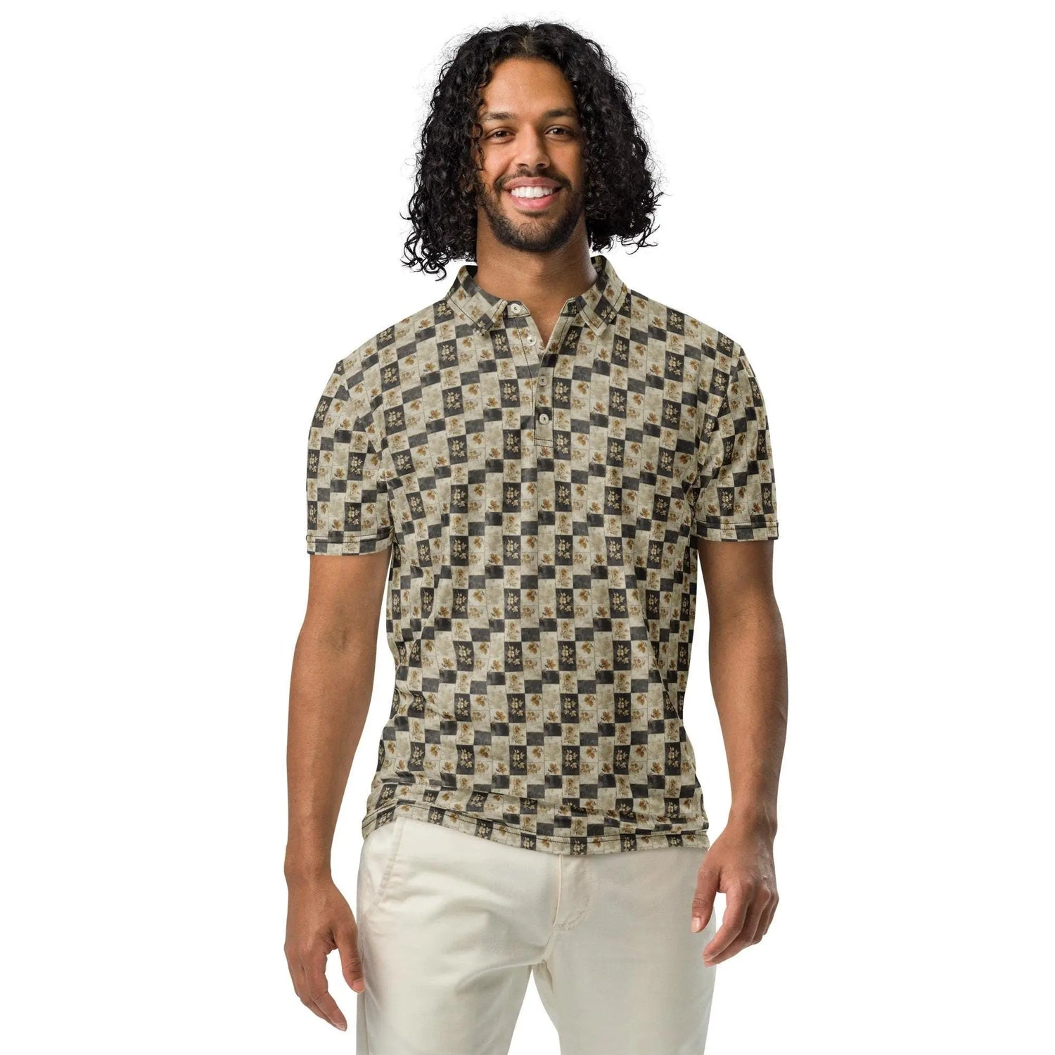 Men’s slim fit polo gothic soft style classy casual dinner minimilist basic pattern fashionista male designer shirt