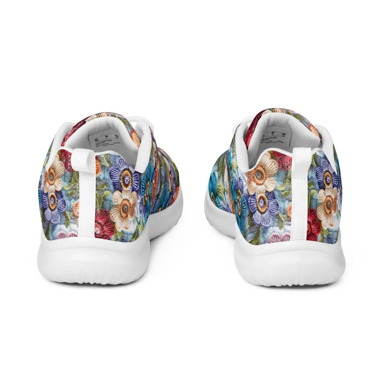 Women’s athletic shoes, stylish walking jogging shopping pretty floral crotchet AOP relax fashion everyday tennis sneaker shoes