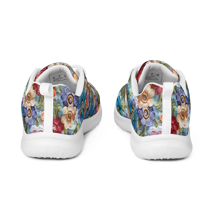 Women’s athletic shoes, stylish walking jogging shopping pretty floral crotchet AOP relax fashion everyday tennis sneaker shoes