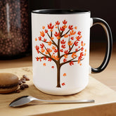 Two-Tone Fall tree coffee mug falling leaves tree design Autumn home kitchen decor beverage cup The Aurora Touch