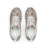 Women’s athletic shoes, light color crotchet print pattern design hand crafted fashion style casual soft pretty everyday comfy sporty shoe The Aurora Touch