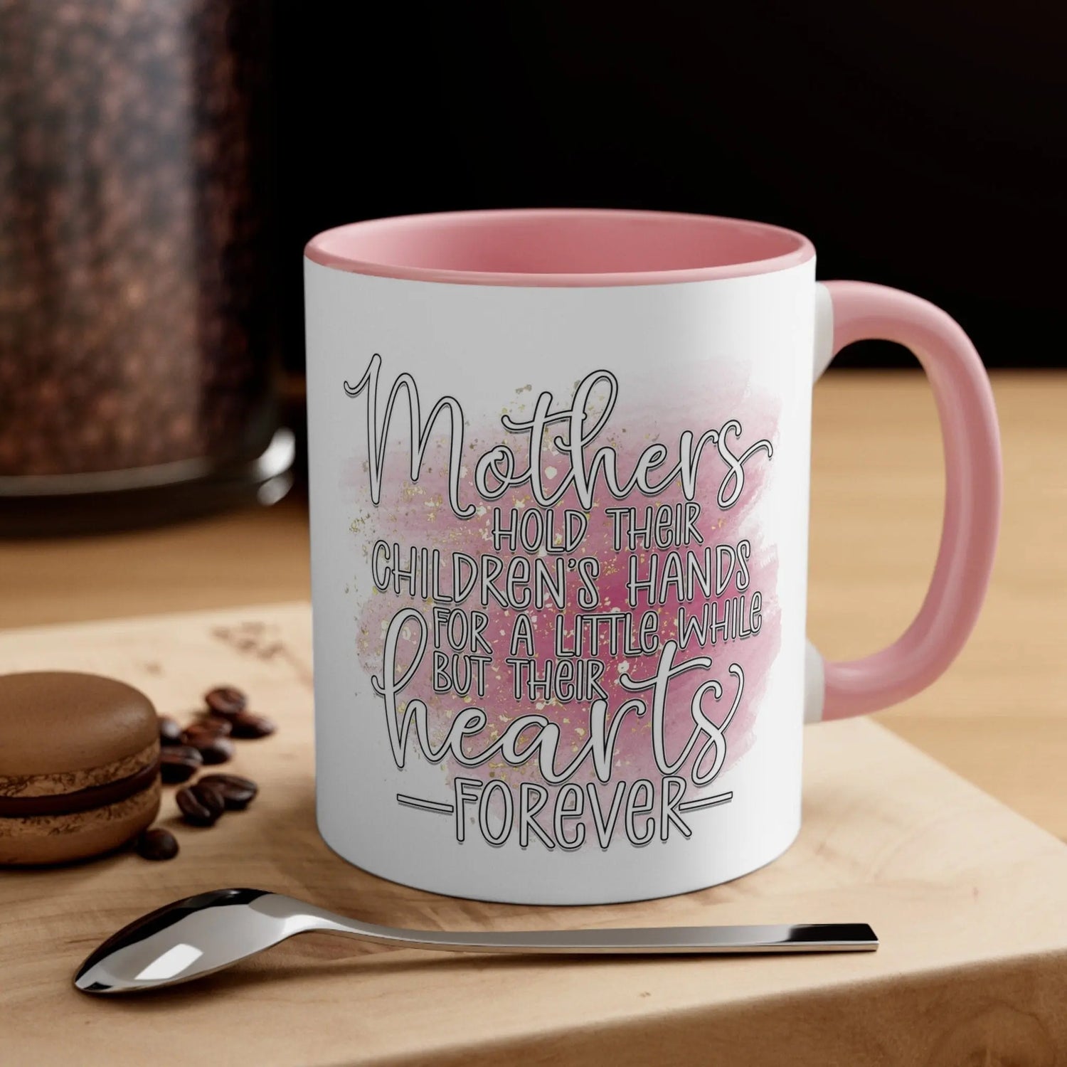 Accent Coffee Mug, 11oz, Heartfelt Mother loving messge two tone coffee tea handle pretty mom beverage drinking cup mug