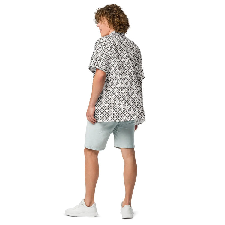 Unisex button shirt, Casual all over simple native print style everyday comfort design fashion clothing cotour comfort light wear for him