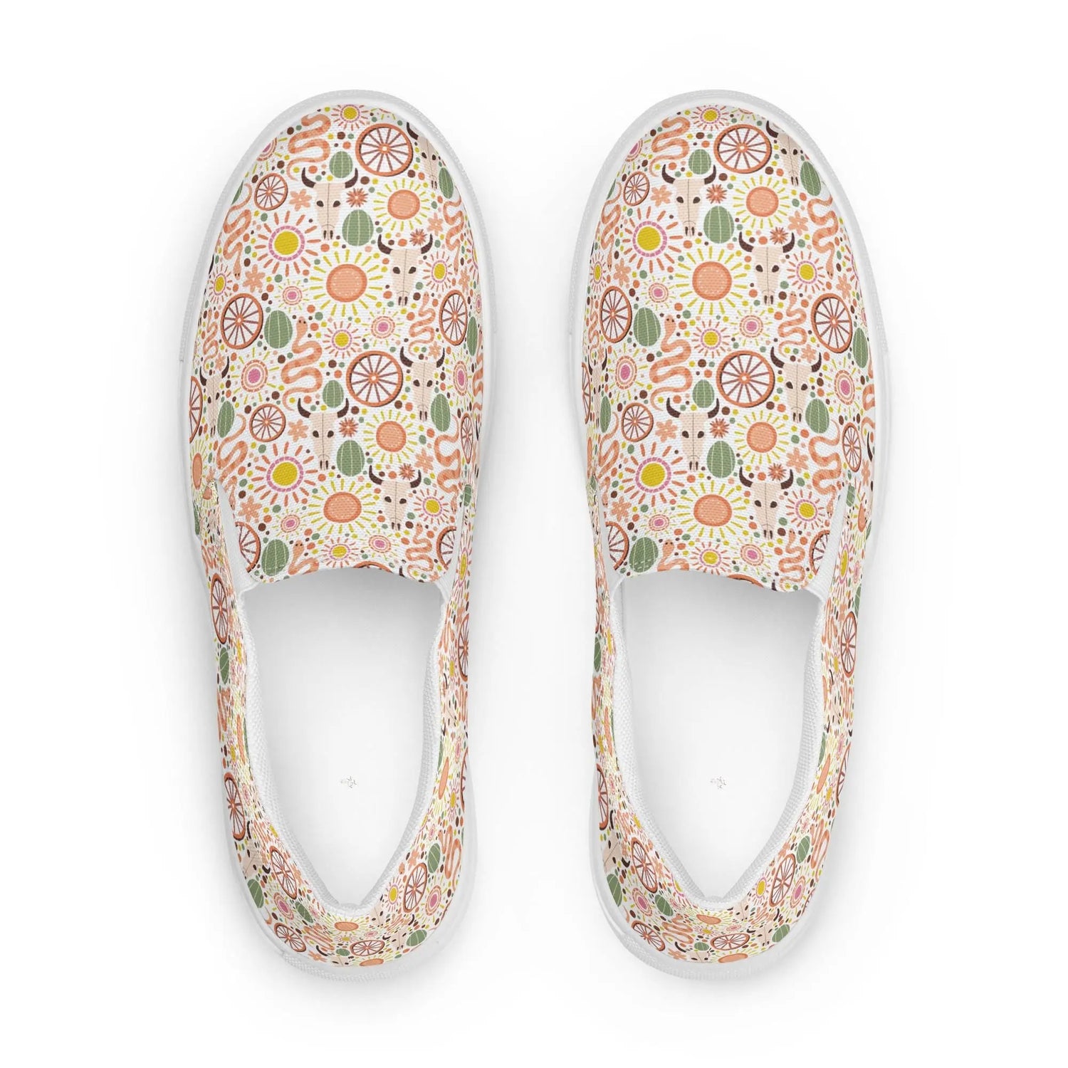 Women’s slip-on canvas shoes, Country style light color pattern vans style canvas casual stylish jean pairing adjustable soft female shoe