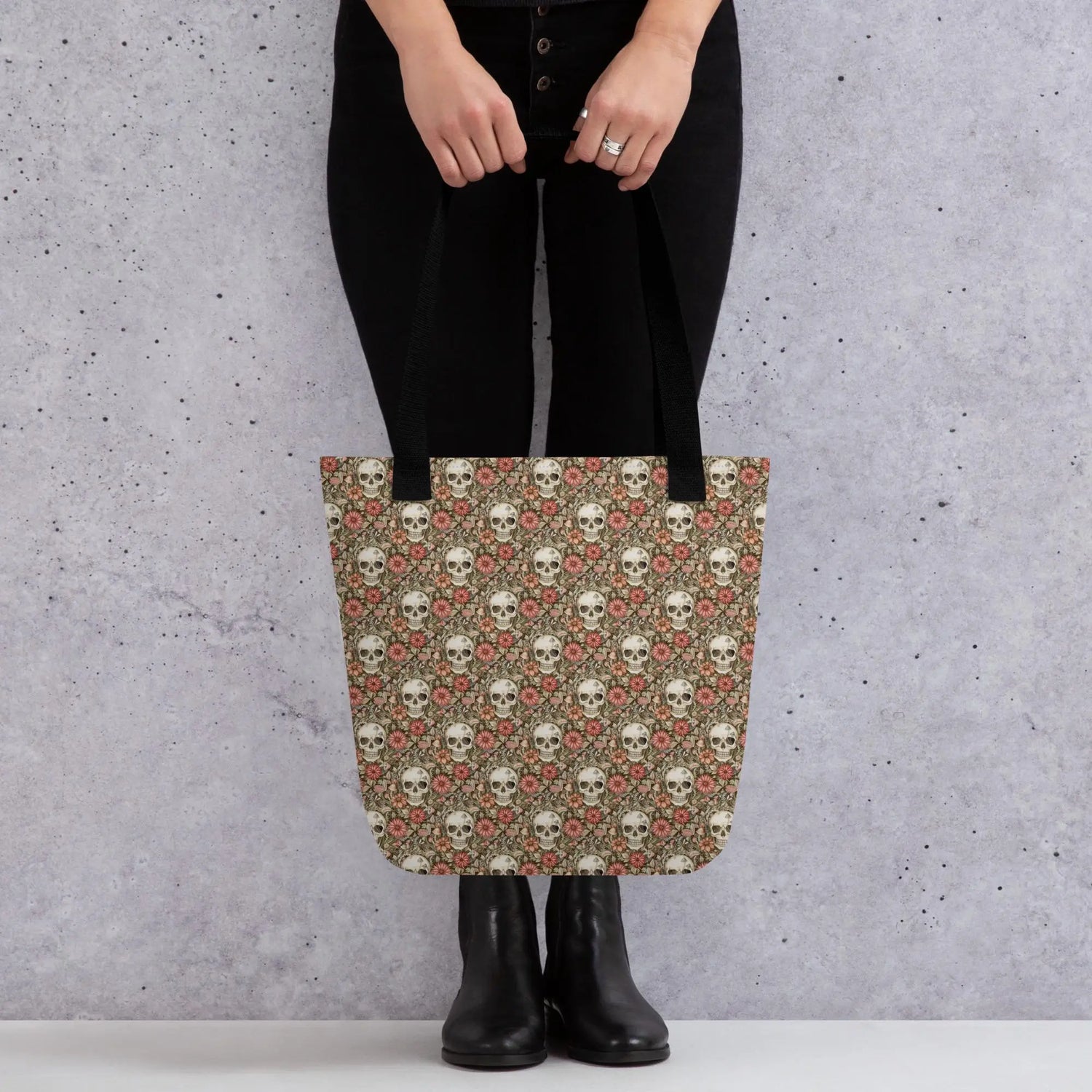 Sugar Skull Tote bag designer fashion pattern all over print computer Ipad office work travel gym grocery shopping all purpose theme bag The Aurora Touch