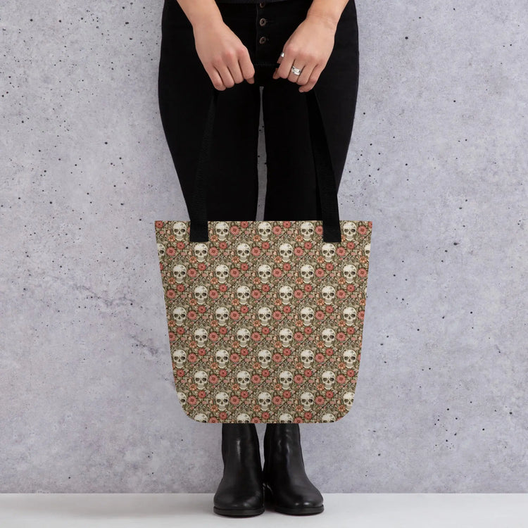Sugar Skull Tote bag designer fashion pattern all over print computer Ipad office work travel gym grocery shopping all purpose theme bag The Aurora Touch