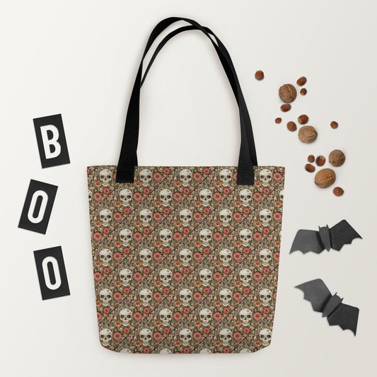Sugar Skull Tote bag designer fashion pattern all over print computer Ipad office work travel gym grocery shopping all purpose theme bag