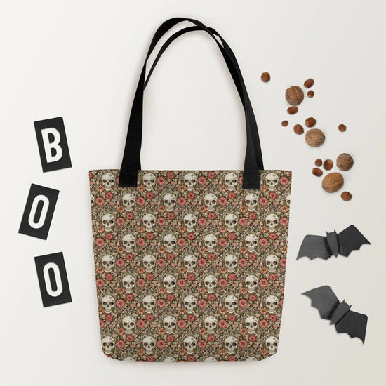 Sugar Skull Tote bag designer fashion pattern all over print computer Ipad office work travel gym grocery shopping all purpose theme bag The Aurora Touch