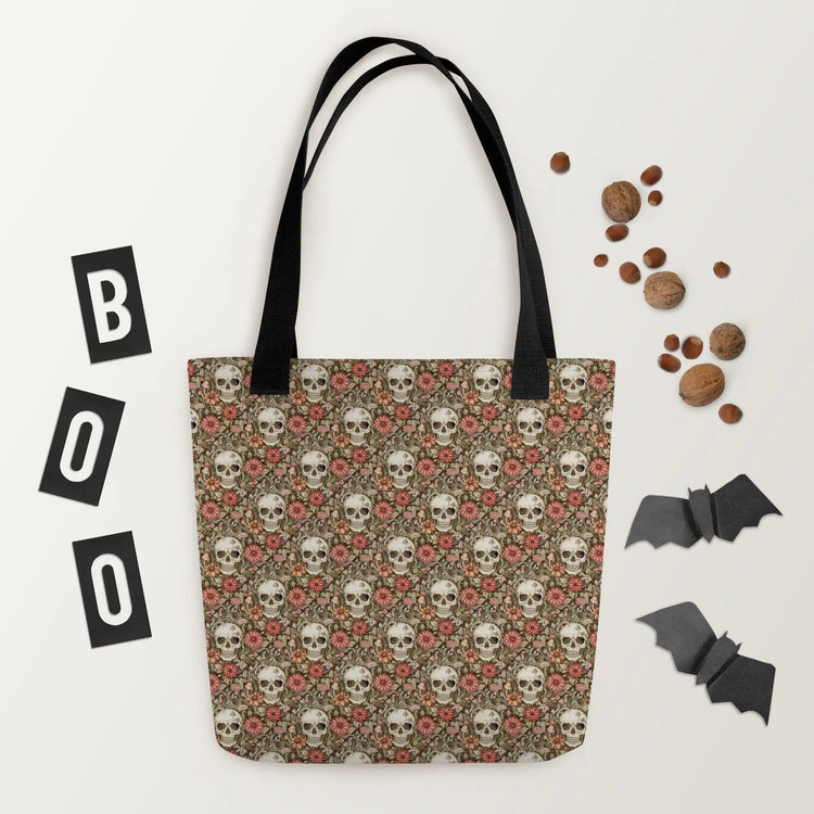 Sugar Skull Tote bag designer fashion pattern all over print computer Ipad office work travel gym grocery shopping all purpose theme bag The Aurora Touch