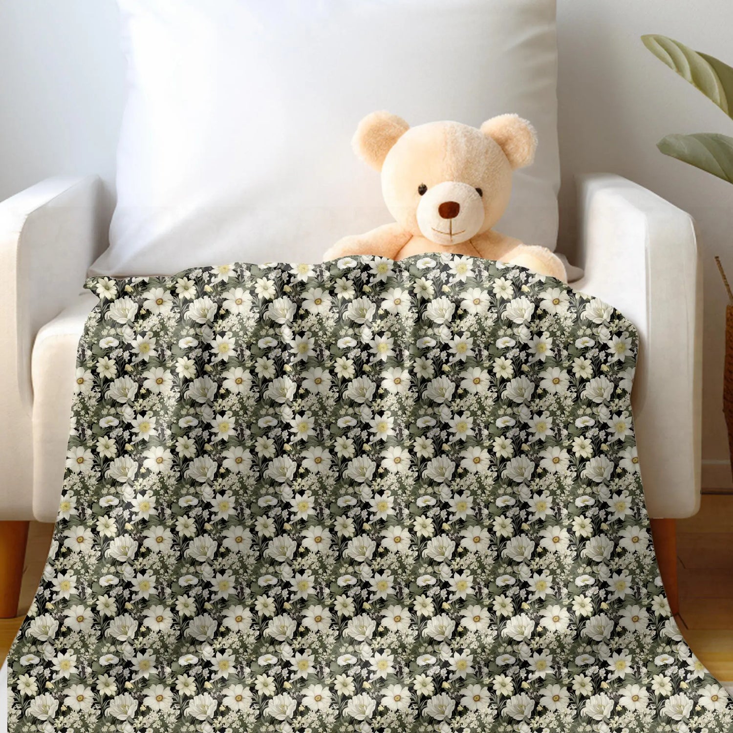 Throw Blanket, Floral all over print pattern soft velveteen relax couch bed travel stylish eye catching decorative chair gift throw. The Aurora Touch