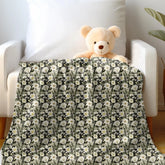 Throw Blanket, Floral all over print pattern soft velveteen relax couch bed travel stylish eye catching decorative chair gift throw. The Aurora Touch