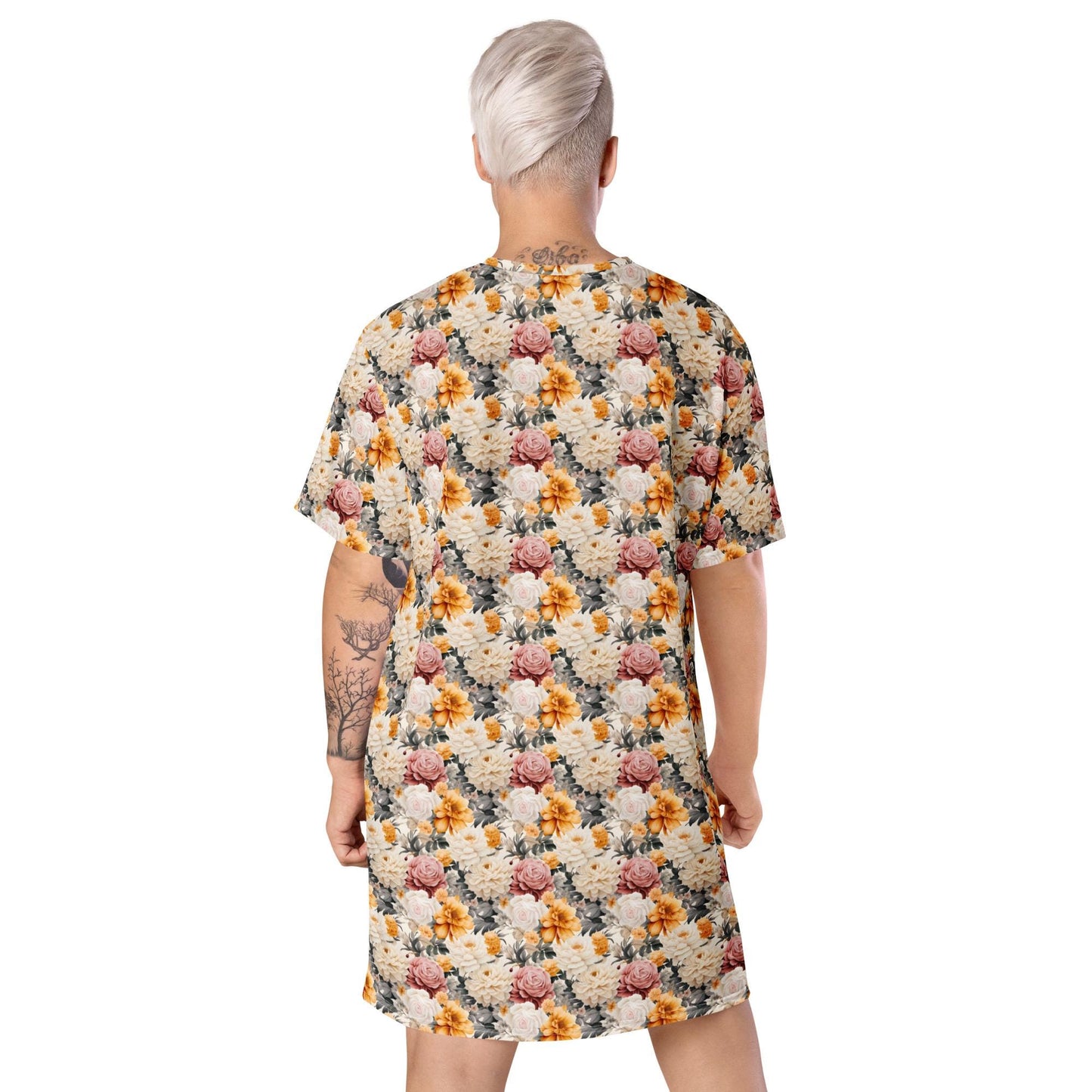 Women&#39;s floral print pattern casual vibe oversize fit versatile wear T-shirt dress great gift for her