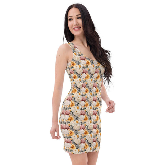 Floral all over print pattern art design casual dinner date party wear blazer fashion bodycon dress