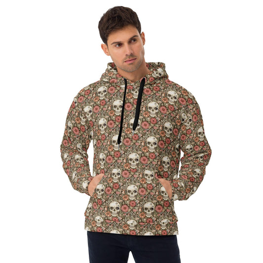 Men&#39;s Hoodie gothic floral sugar skull pattern holiday theme casual sporty warm fleece soft stylish sweater great gift for him