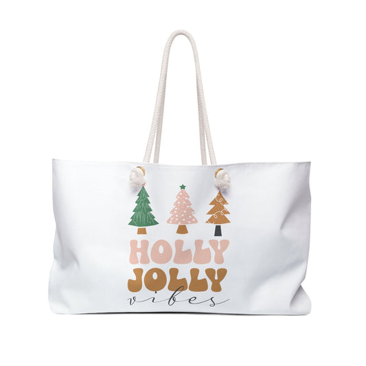 Winter Holiday Weekender Bag - Oversized Personal Tote for Xmas Travel, Large Carryall Teacher Bag, Student Book Bag