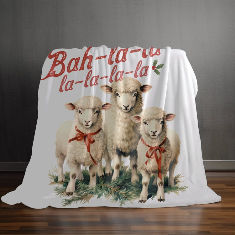 Velveteen Plush Blanket, Little Lamb farmhouse country style winter comfy soft cuddle bedroom couch pool room festive holiday throw gift The Aurora Touch
