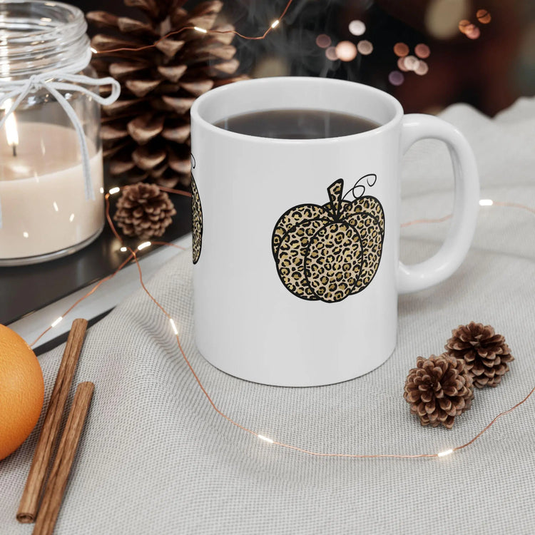 Ceramic Mug 11oz, Pumpkin mug, Halloween mug, white cofee mug, cozy coffe mug, novelty coffee mug, pumpkin mug The Aurora Touch