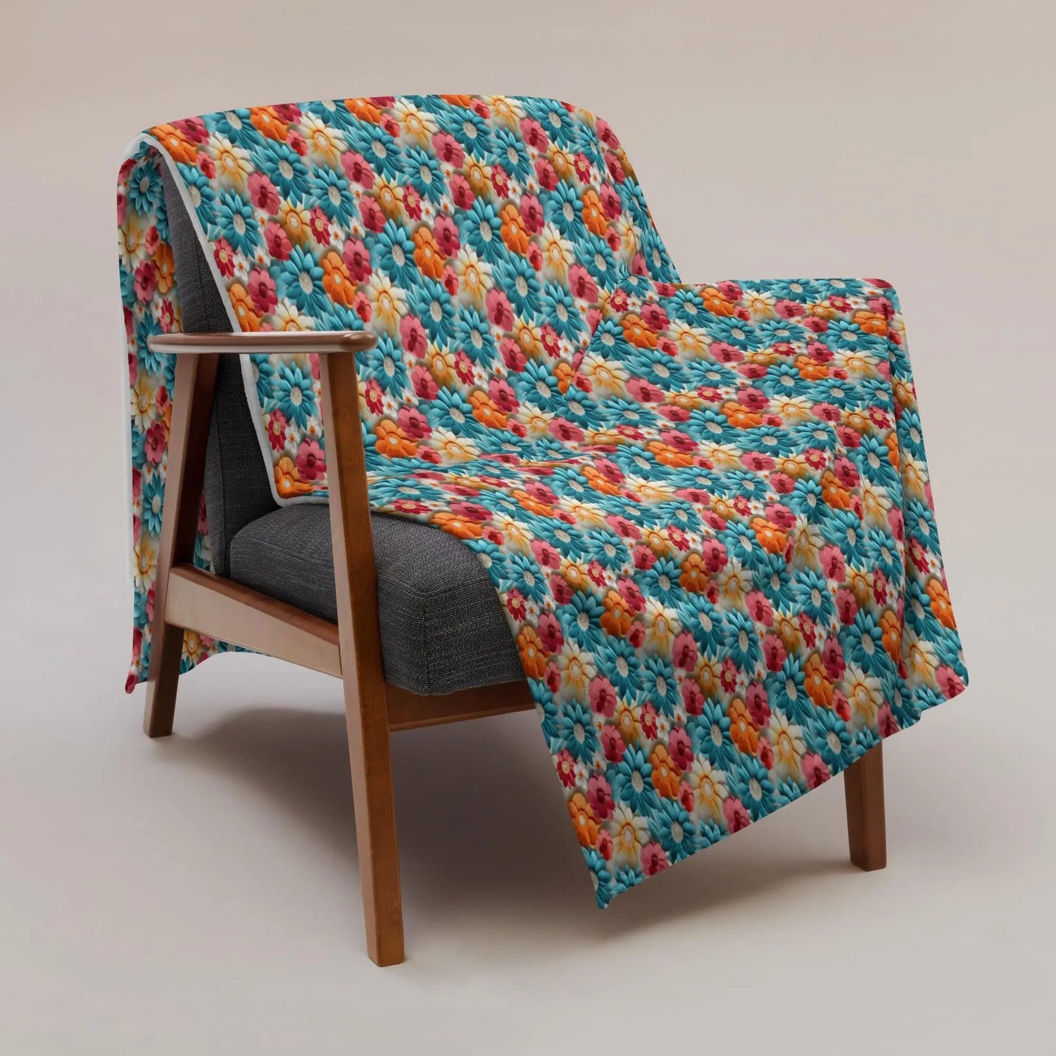 Throw Blanket, Bright colorful floral all over print pattern soft comfy silky couch bed travel holiday must relaxing holiday gift throw The Aurora Touch
