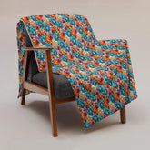Throw Blanket, Bright colorful floral all over print pattern soft comfy silky couch bed travel holiday must relaxing holiday gift throw The Aurora Touch