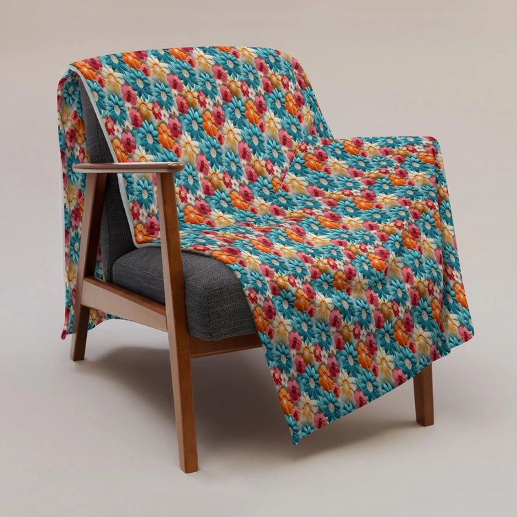 Throw Blanket, Bright colorful floral all over print pattern soft comfy silky couch bed travel holiday must relaxing holiday gift throw