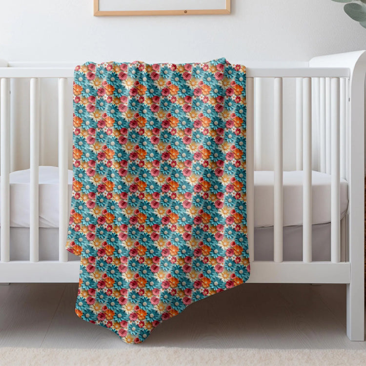 Throw Blanket, Bright colorful floral all over print pattern soft comfy silky couch bed travel holiday must relaxing holiday gift throw