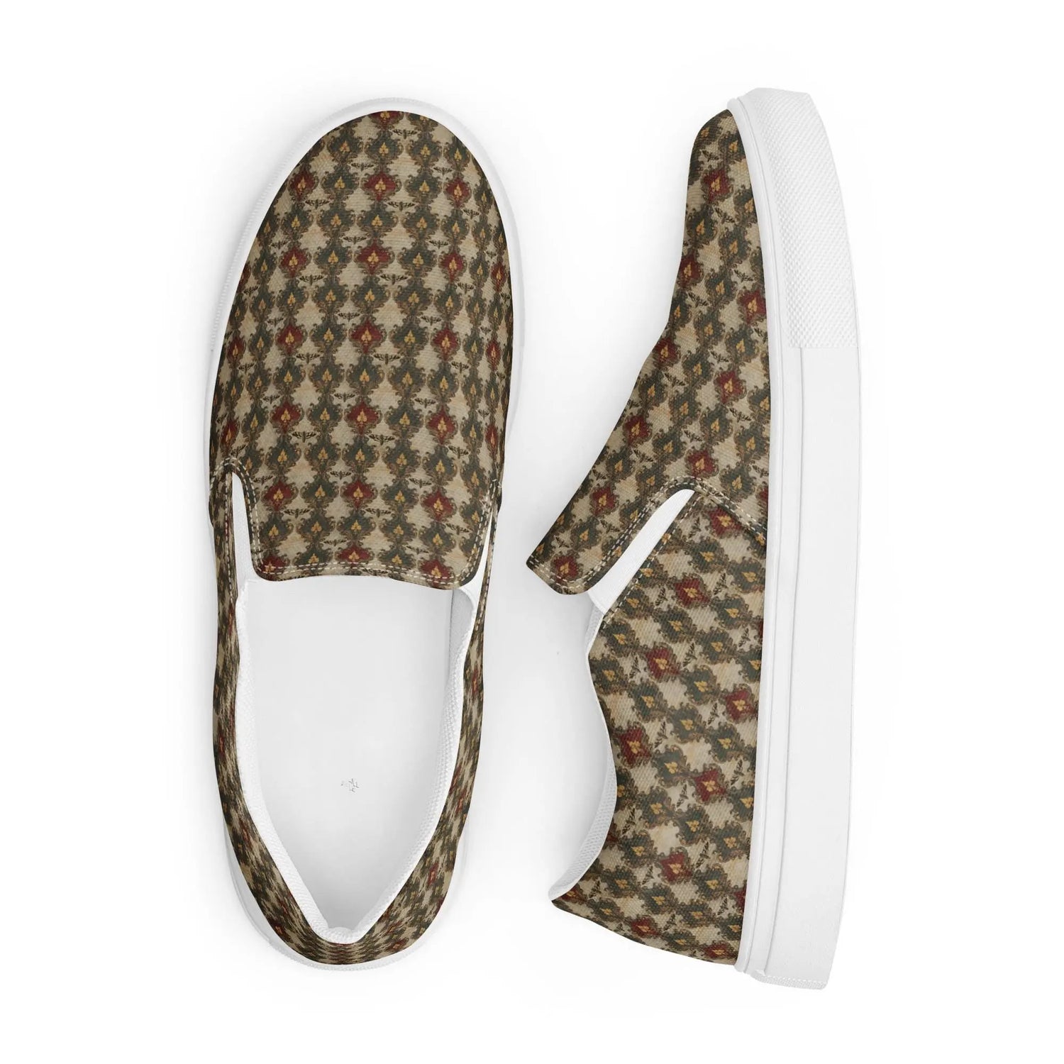 Women’s slip-on canvas shoes all over stylish pattern fabric everyday walking shopping casual great female gift trendy modern tennis shoe