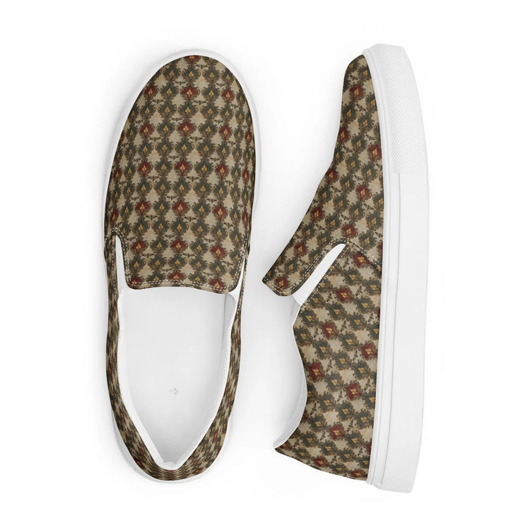 Women’s slip-on canvas shoes all over stylish pattern fabric everyday walking shopping casual great female gift trendy modern tennis shoe
