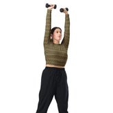 Recycled long-sleeve pattern style crop top all over print design comfortable leisure workout sporty smooth jean leggings half top