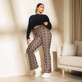 Flared red roses stylish leggings casual high waist butt enhancing flared bottoms versatile walking workout crop pairing strecth pants