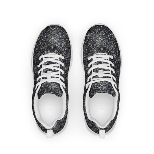 Women’s athletic shoes, sexy chic casual sporty black lace pattern print work gym travel comfy soft light breathable designer sneaker