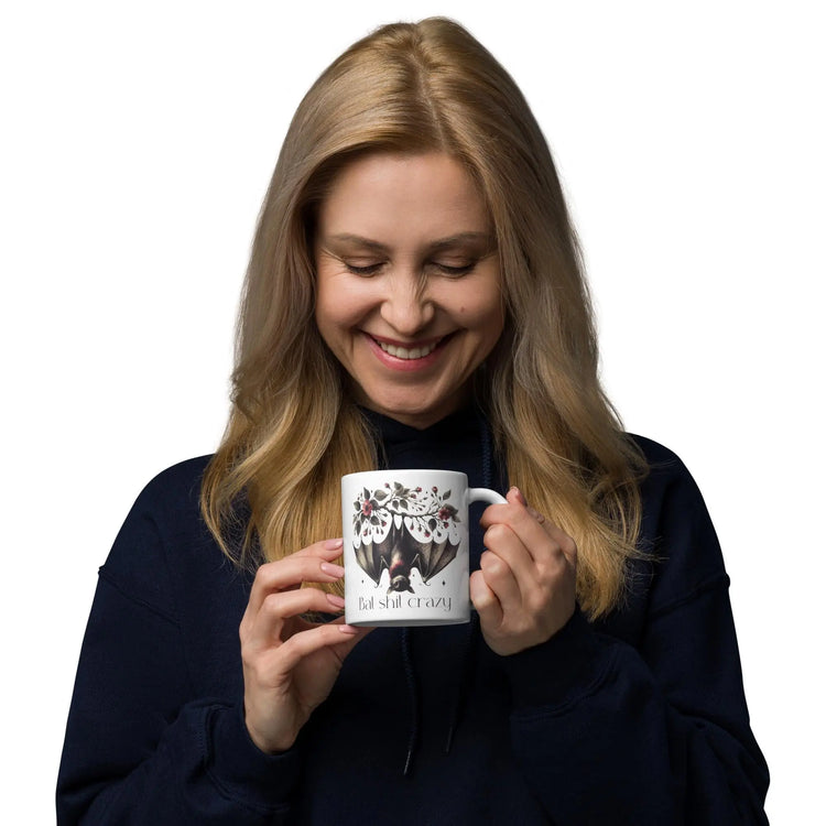 Gothic halloween glossy mug Bat design minimilist stylish everyday morning evening beverage drinking fall accent cup The Aurora Touch