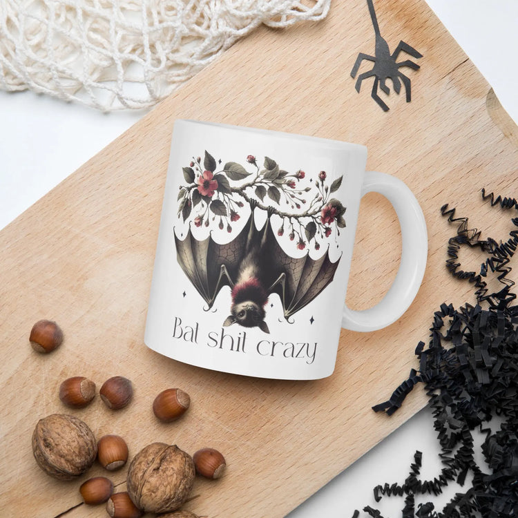 Gothic halloween glossy mug Bat design minimilist stylish everyday morning evening beverage drinking fall accent cup The Aurora Touch