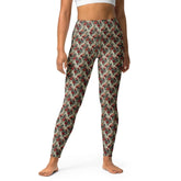 Yoga floral Leggings red roses all over pattern design pilates gym running walking shopping sweater hoodie pairing fashion stretchy pants The Aurora Touch