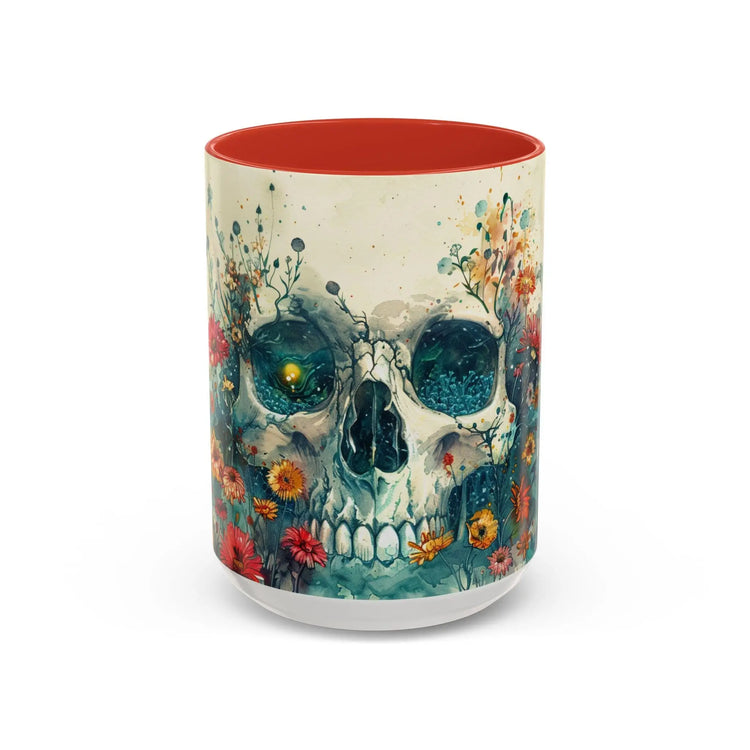 Day of the Dead Skeleton Floral Accent Coffee Mug, Halloween Ceramic Cup, Gothic Sugar Skull Drinkware, Dia de los Muertos Kitchen Decor The Aurora Touch