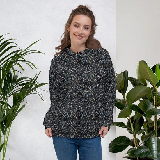Female Black Lace Print Sublimation Pattern Hoodie The Aurora Touch