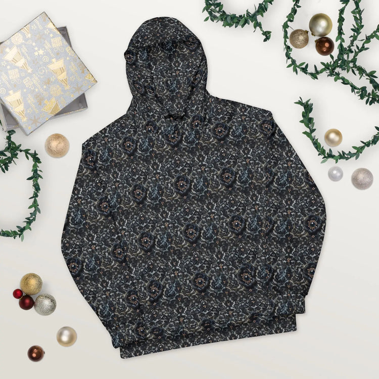 Female Black Lace Print Sublimation Pattern Hoodie The Aurora Touch
