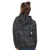 Female black floral lace all over pattern comfy casual soft school work travel jeans winter holiday hoodie sweatshirt great gift
