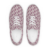 Women’s lace-up canvas shoes, burgandy floral allo over print pattern casual wlking shopping fabric tennis sneaker shoe