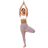 Yoga Leggings, Burgandy floral all over pattern design stretchy comfy flexible workout gym casual stylish pants