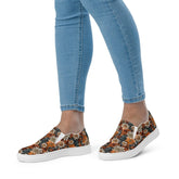 Women’s slip-on canvas shoes, Fall leaves floral all over pattern print design casual everyday walking working school fashion shoe wear