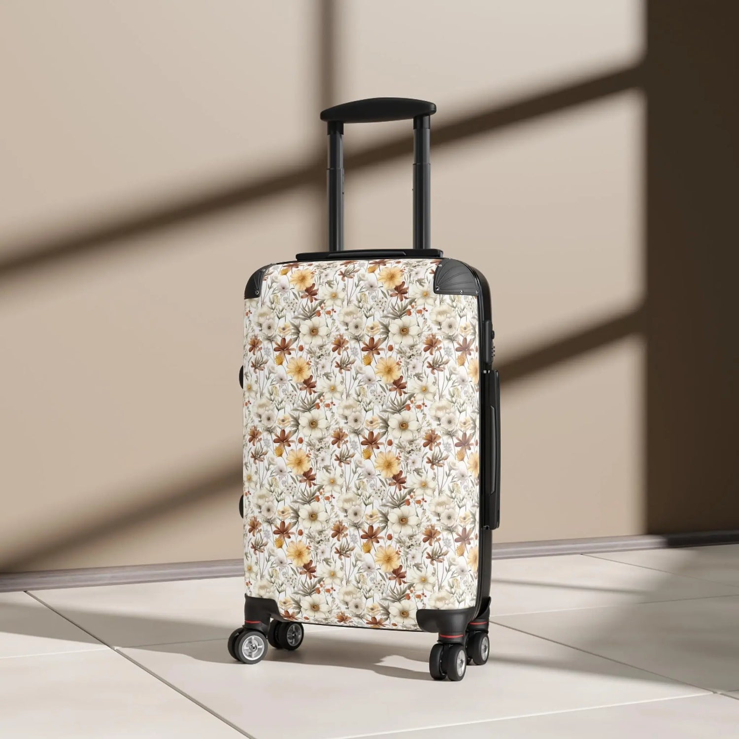 Suitcase, Florall all over print pattern fall autumn design stylish sturdy designer look and feel shell three size travel luggage The Aurora Touch