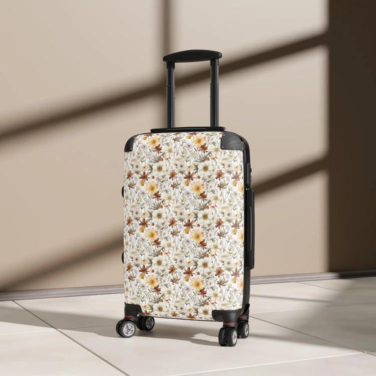 Suitcase, Florall all over print pattern fall autumn design stylish sturdy designer look and feel shell three size travel luggage The Aurora Touch