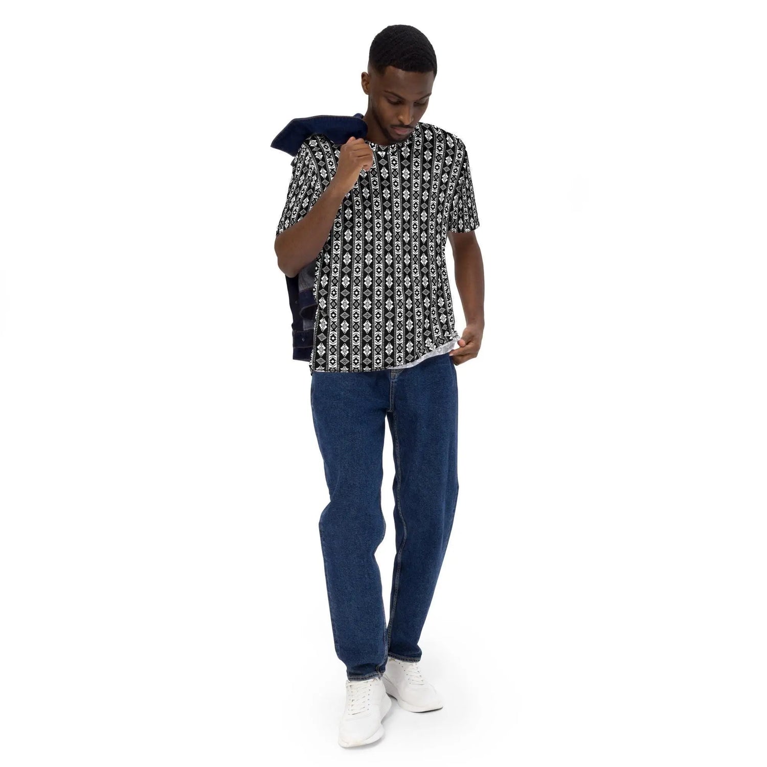 Mens Trendy Casual Black & White All Over Pattern Designer Casual Eye Catching Wear The Aurora Touch