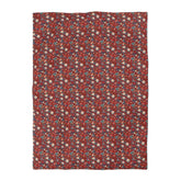 Red Floral Microfiber Duvet Cover - Modern Soft Bedspread, Holiday Fashion Designer Bedding, Stylish Contemporary Casual Decor