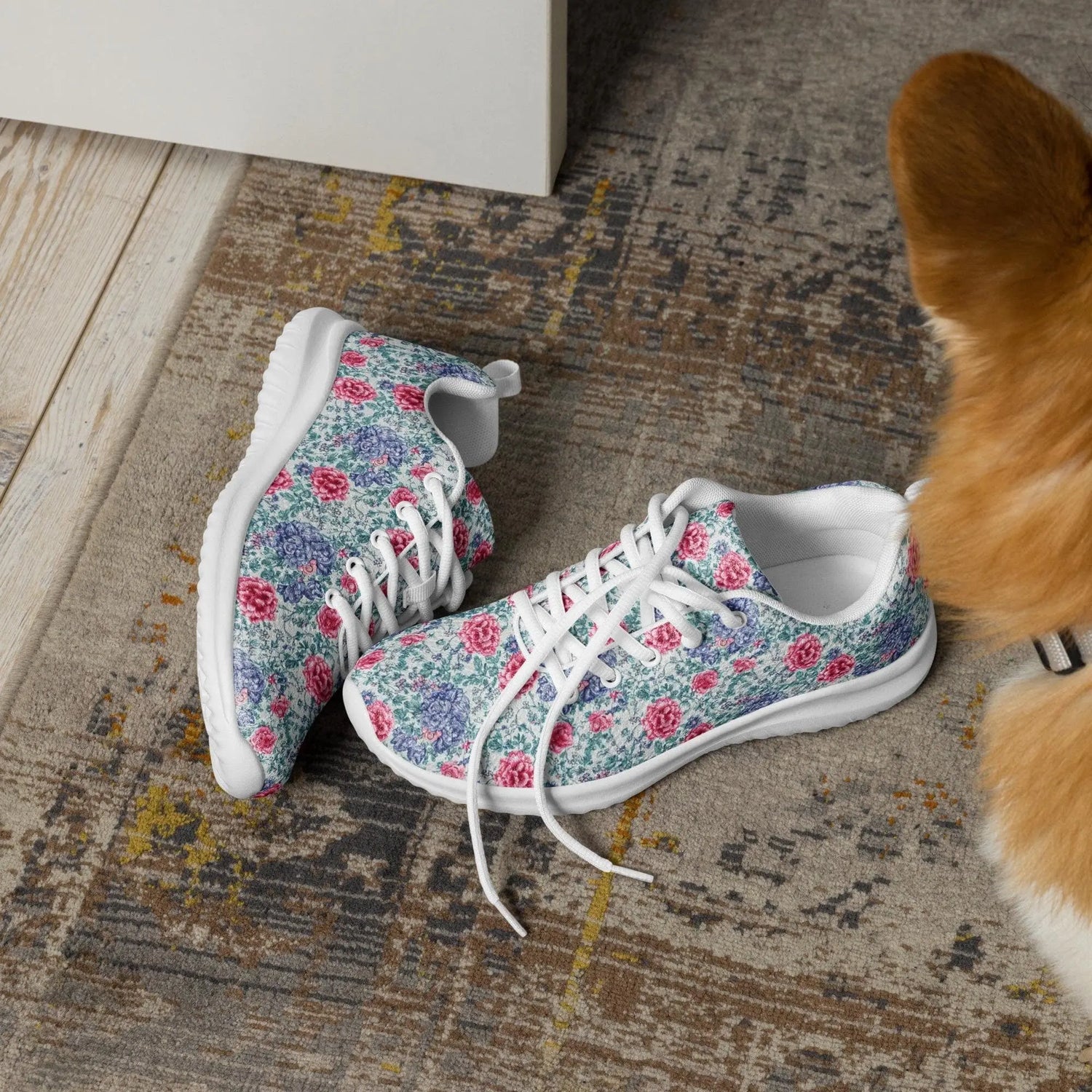 Women’s bright floral fashion casual soft comfy athletic shoes for walking work school travel Holiday gift
