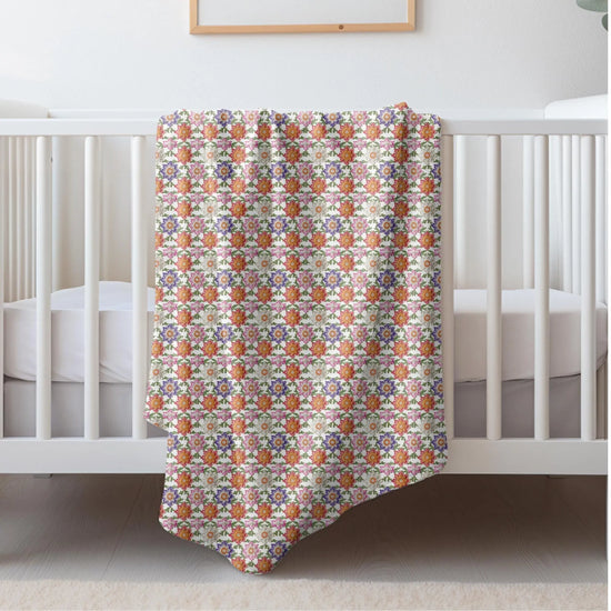 Throw Blanket, Colorful grandma crotchet all over pattern design soft comfy minimilist country classic fleece bedspread couch chair throw The Aurora Touch