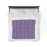 Gothic Plush Blanket, Day of the Dead Sugar Skull Purple Accent Throw, Halloween Home Decor, Velveteen Cozy Blanket