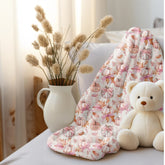 Pink pumpkin fall throw blanket pattern print design couch chair pretty room home holiday decor pastel color silky smooth bedspread blankie The Aurora Touch