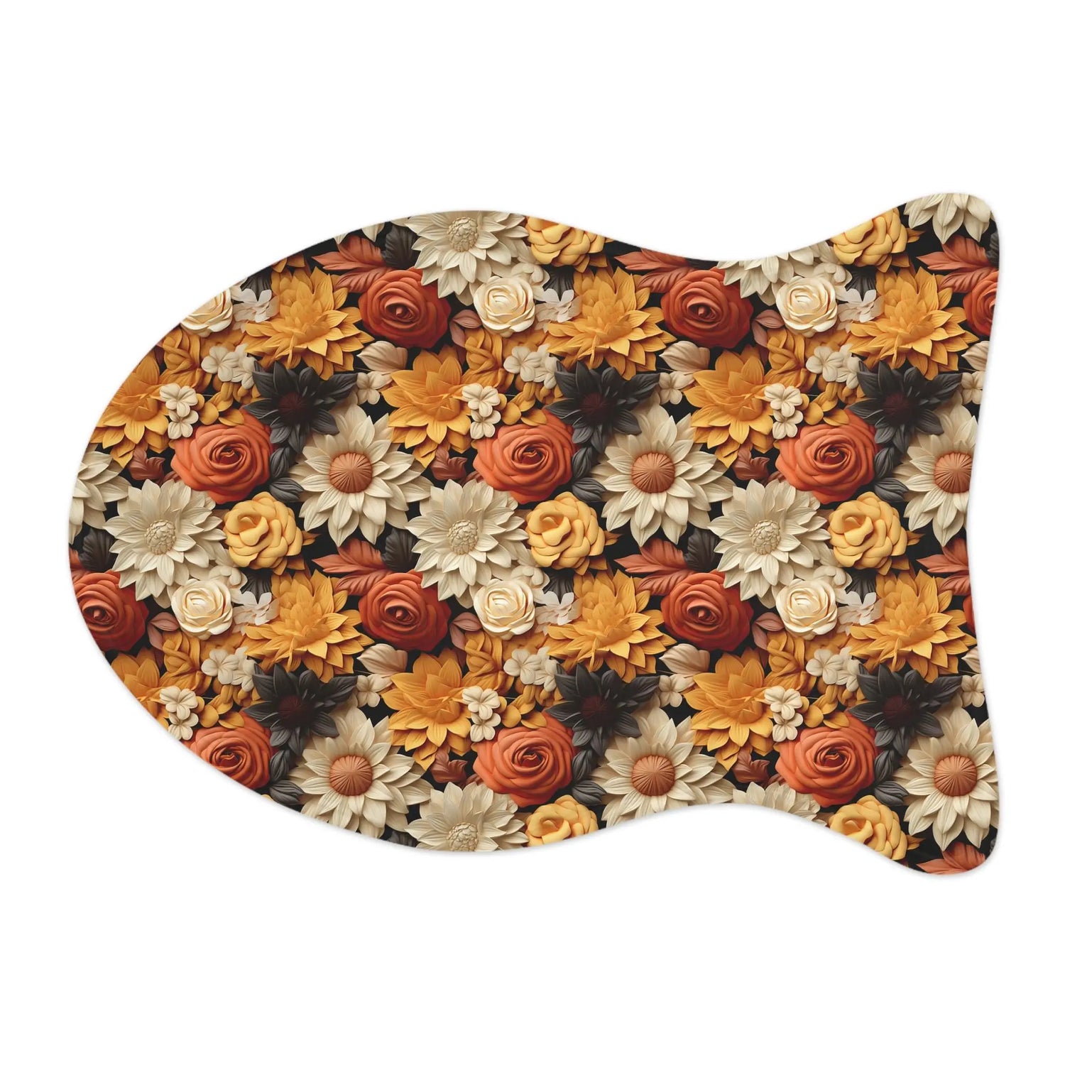 Fall Floral Pet Feeding Mats - Autumn All Over Print Pattern Design for Cat and Dog - Kitchen Decor Place Mat, Holiday Themed Food Mat The Aurora Touch